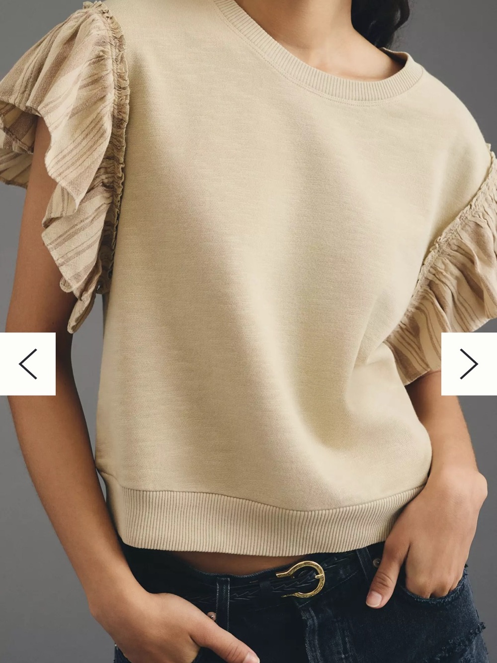 Pilcro Chambray Flutter-Sleeve Sweatshirt Tee Anthropologie